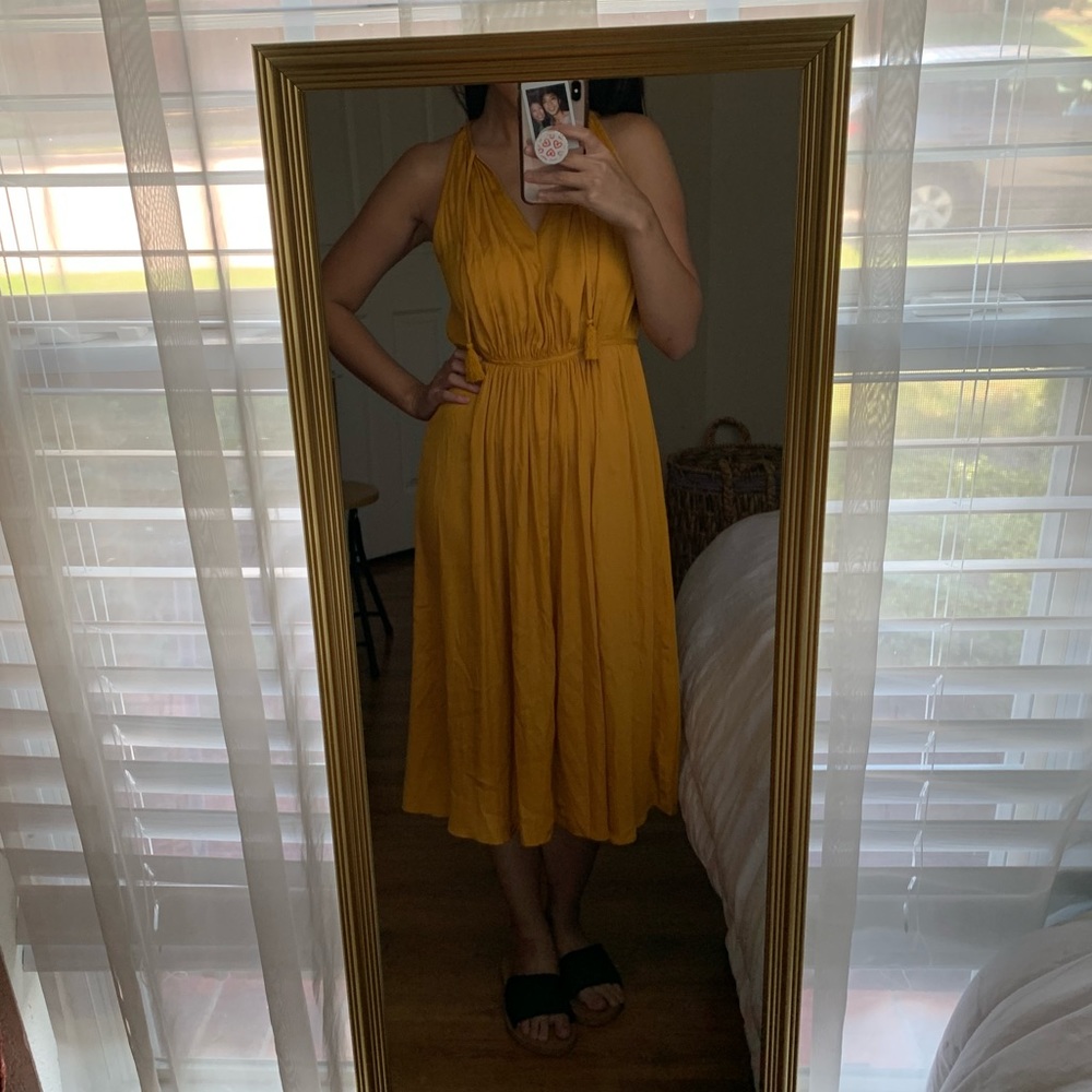 LOFT Mustard Yellow Midi dress, size small
